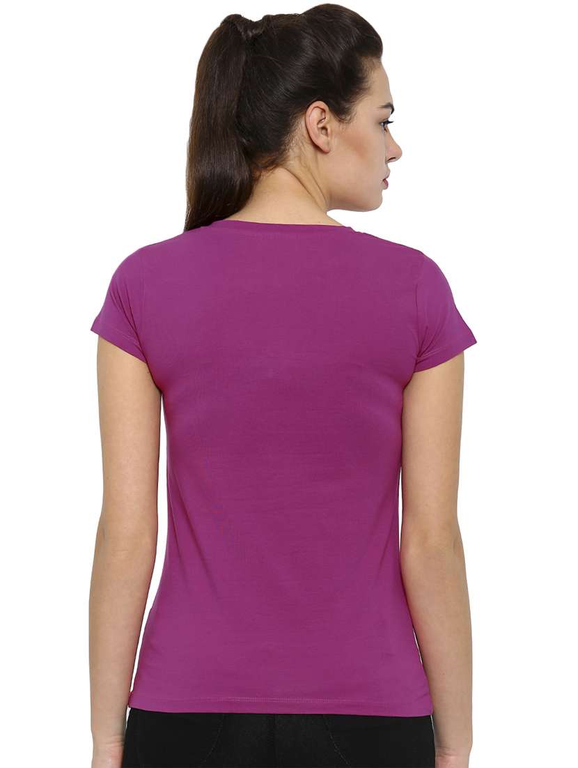 women's plain v neck t-shirt - 16979816 - Standard Image - 2