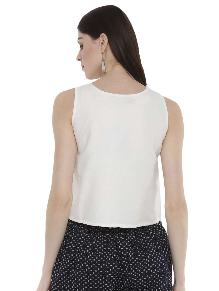 embroidered neck crop top - 16979835 -  Standard Image - 2