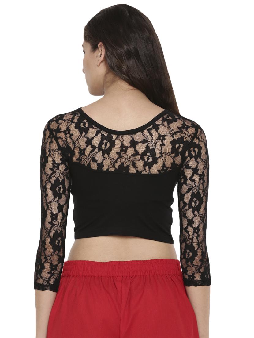 laced panel crop top - 16979837 - Standard Image - 2