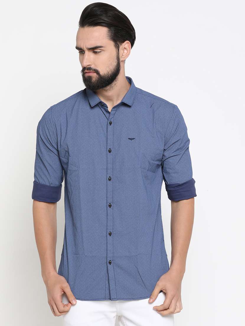 mens micro print casual shirt