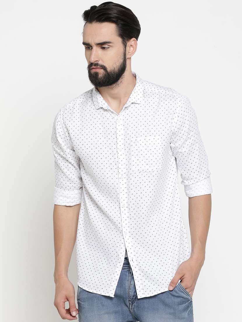 mens micro print casual shirt