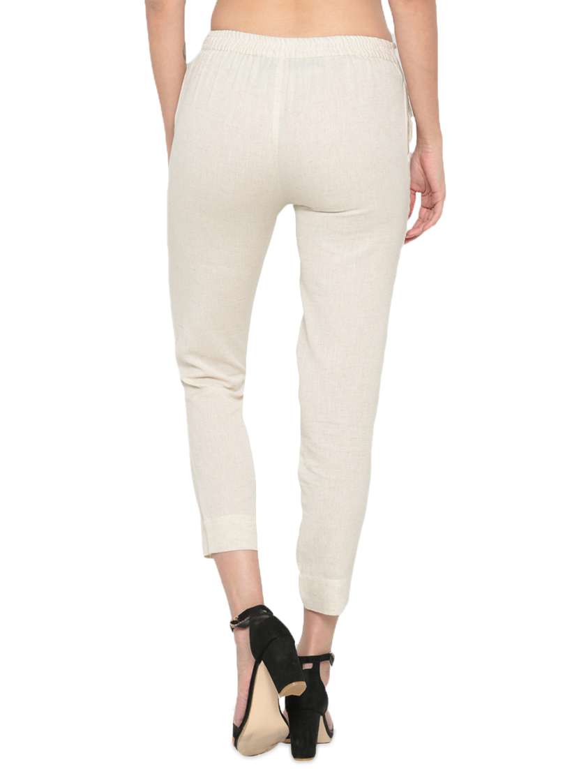 beige cotton tapered pant - 16980363 - Standard Image - 2