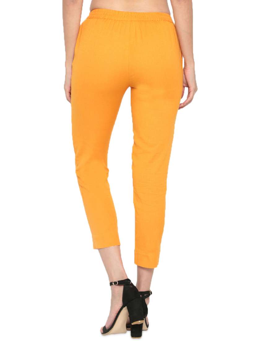 yellow cotton tapered pant - 16980365 - Standard Image - 2