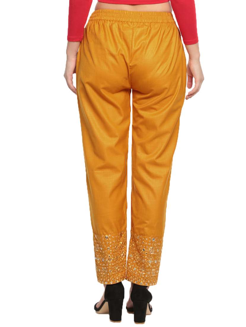 yellow cotton tapered pant - 16980368 - Standard Image - 2