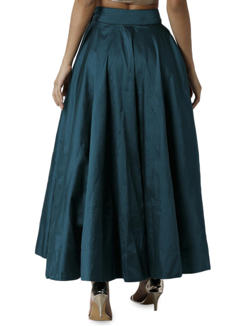 green polyester flared skirt - 16981305 - Standard Image - 2