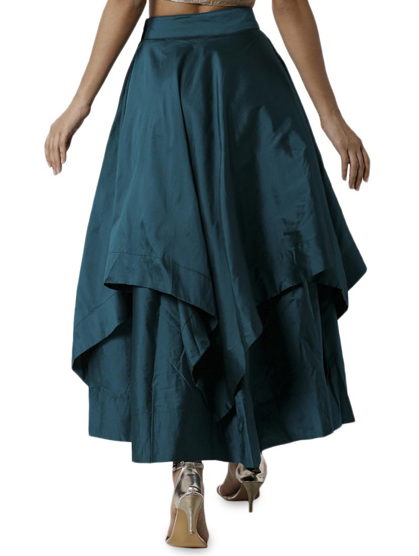 green polyester layered flared skirt - 16981306 - Standard Image - 2