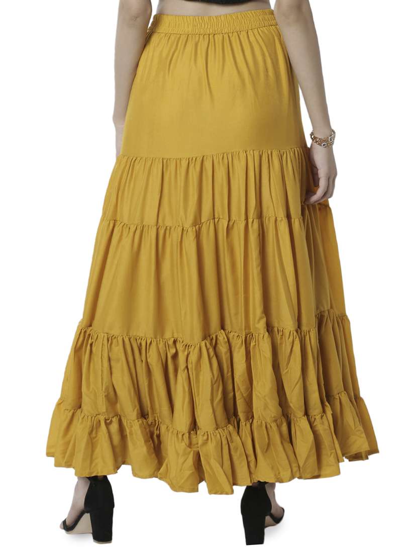 yellow cotton flared skirt - 16981310 - Standard Image - 2