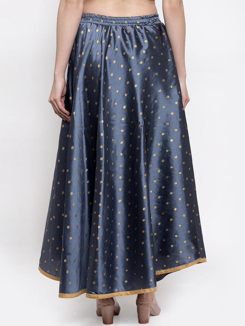 grey silk blend flared skirt - 16982014 - Standard Image - 2