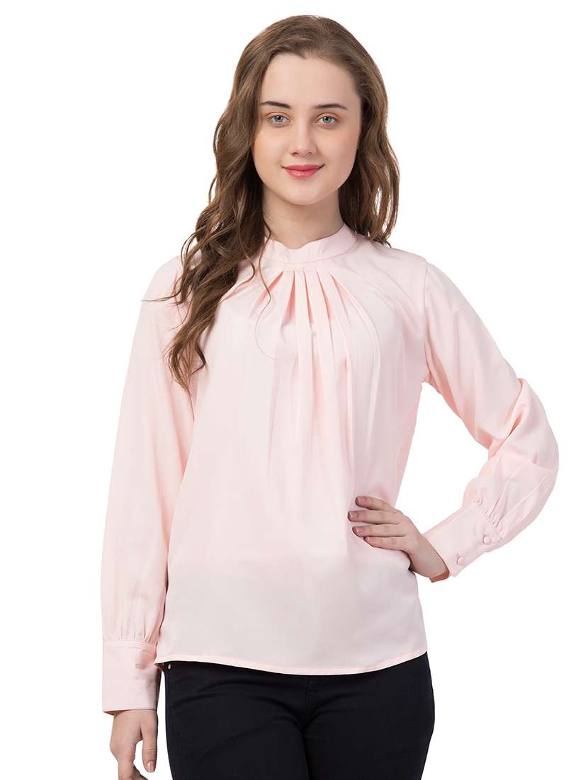 pleat detail mock neck top 