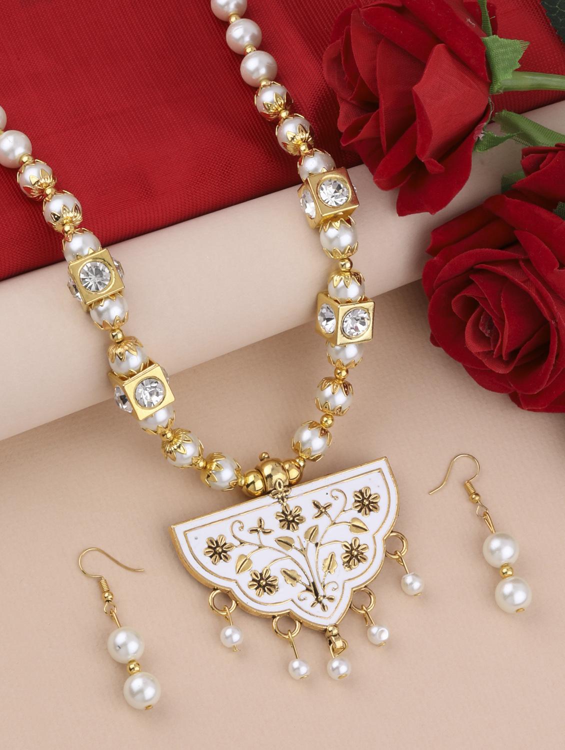 white metal long pendants with earring