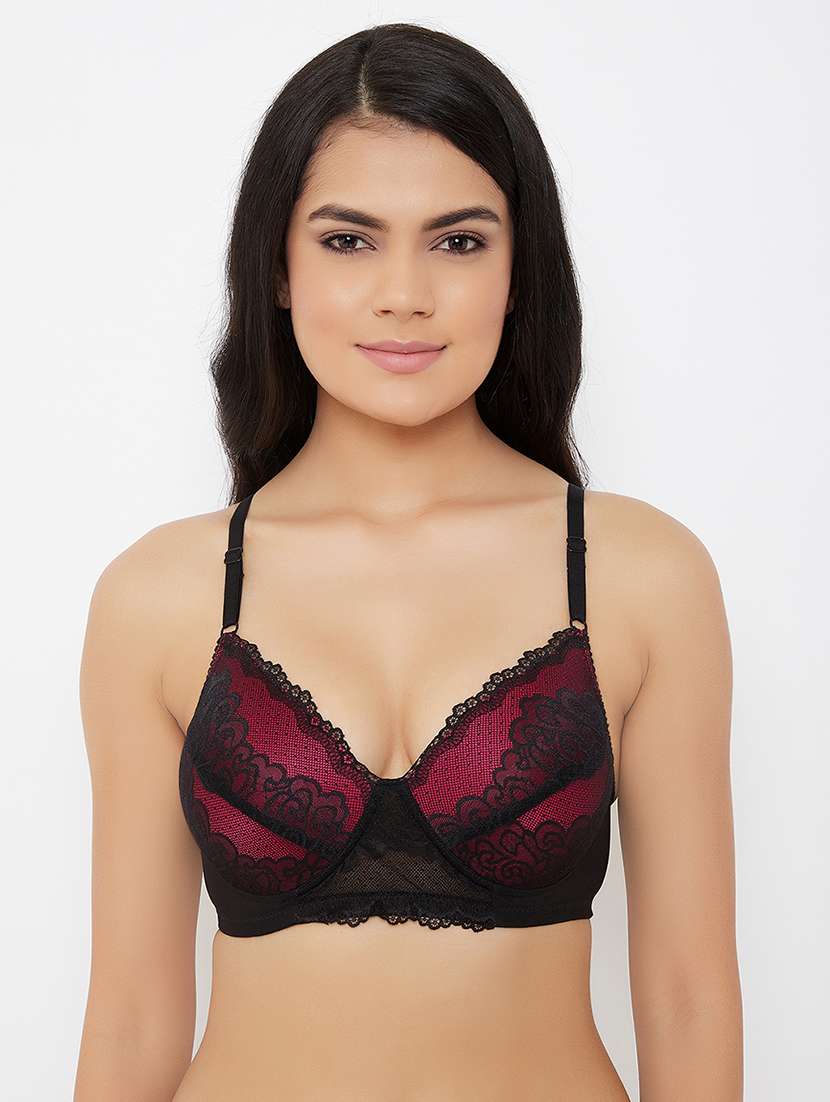 mesh panel laced bra 