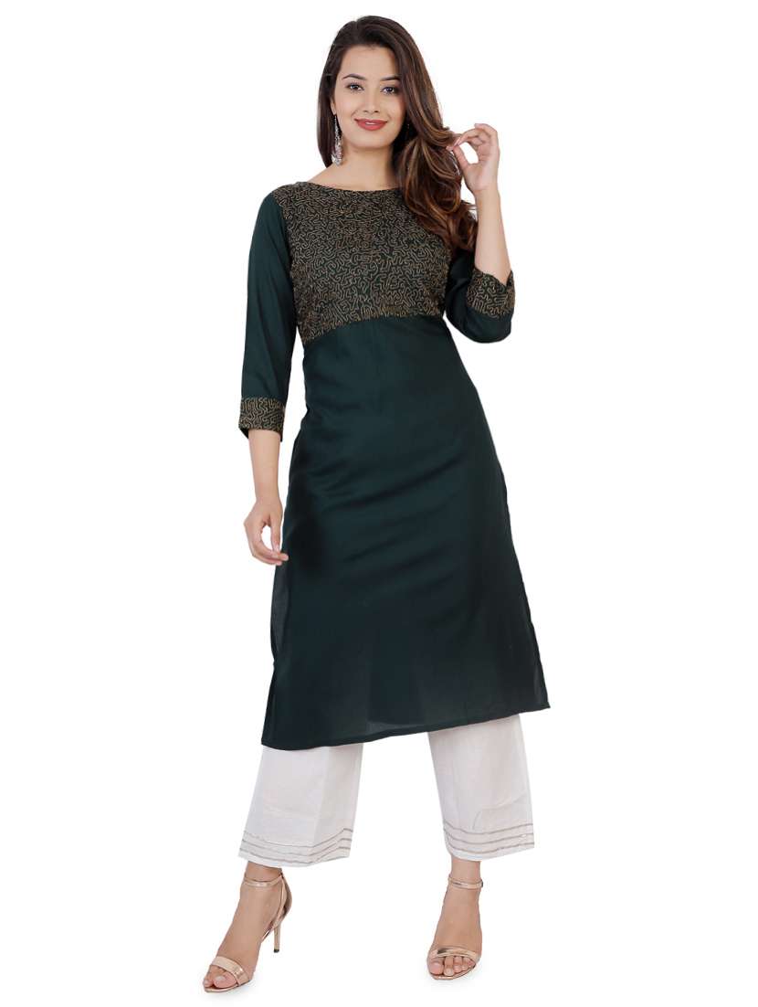 yoke embroidered straight kurta