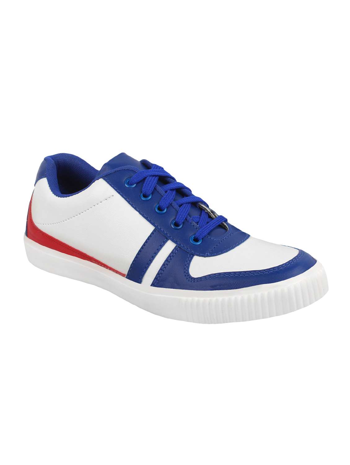 blue synthetic lace up shoes