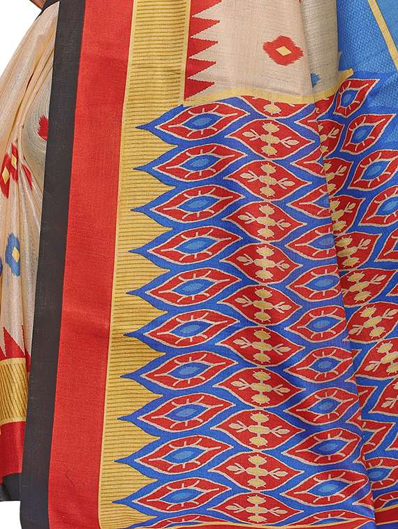 self design printed saree with blouse - 16989504 - Standard Image - 2
