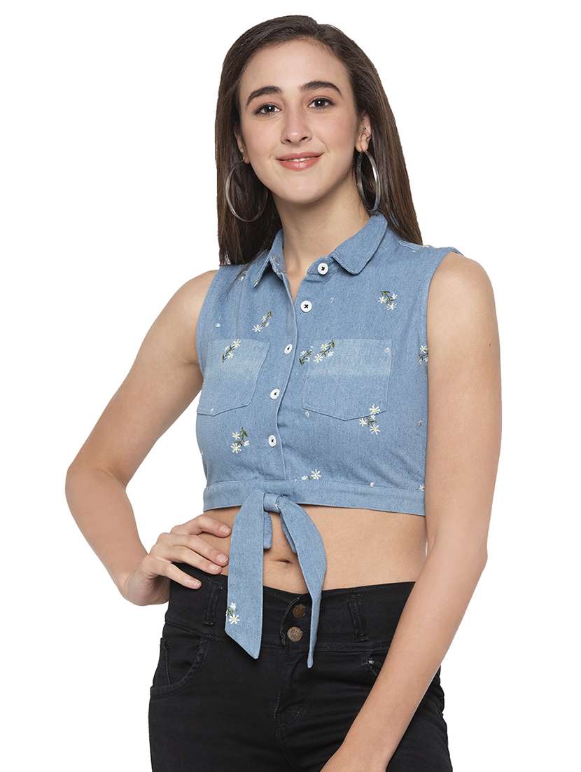 button up floral crop top 