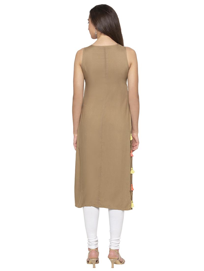 yoke embroidered straight kurta - 16989991 - Standard Image - 2