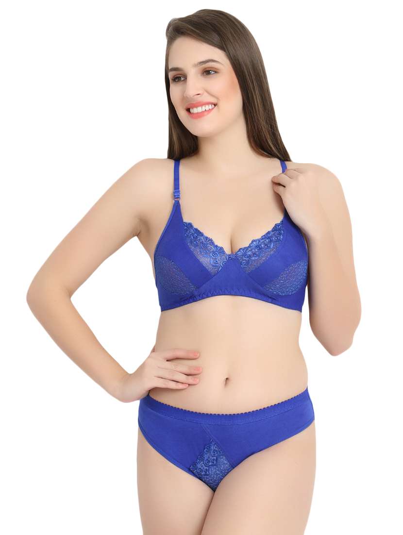 floral patch lace detail bra & panty set 