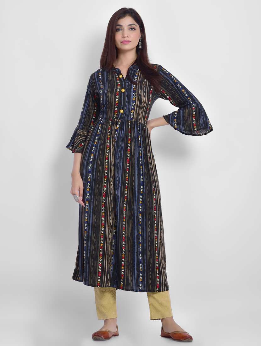 stripe print a-line kurta