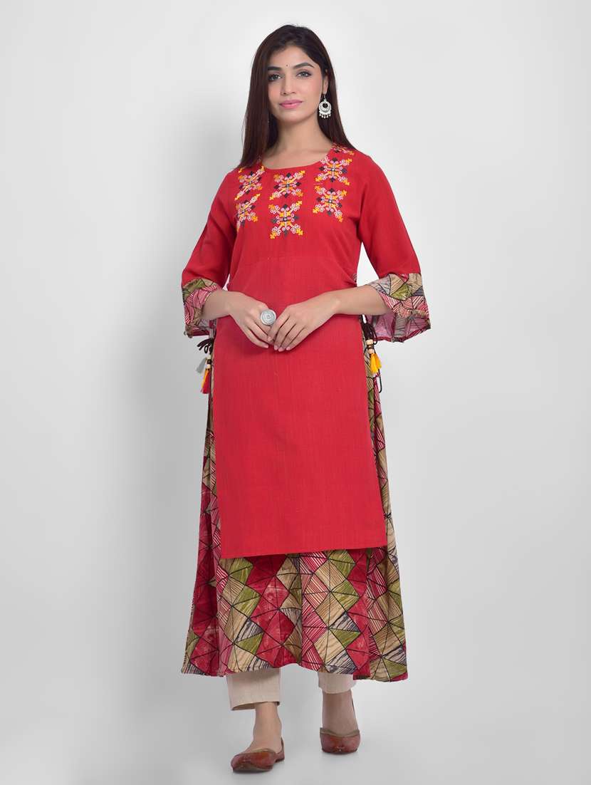 yoke embroidered straight kurta