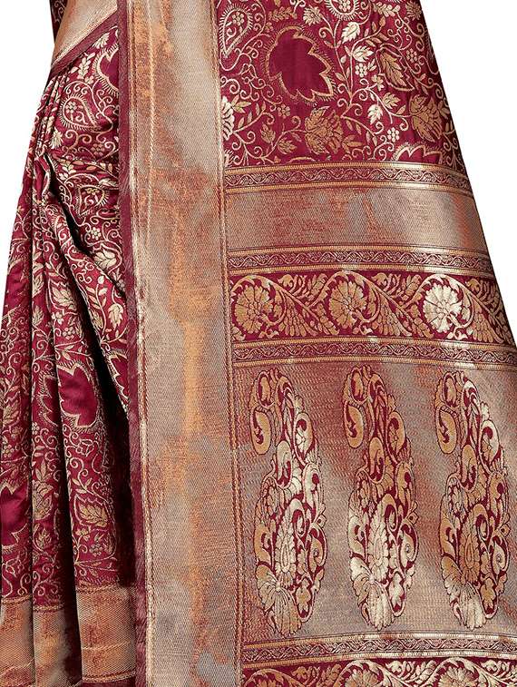 floral banarasi saree with blouse - 16991787 - Standard Image - 2