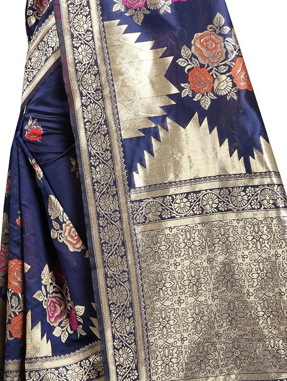 self design banarasi saree with blouse - 16991796 - Standard Image - 2