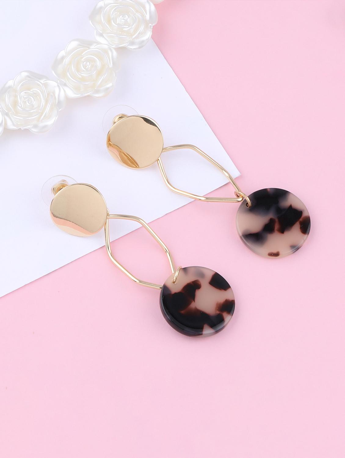 gold metal drop earring - 16991825 -  Zoom Image - 0
