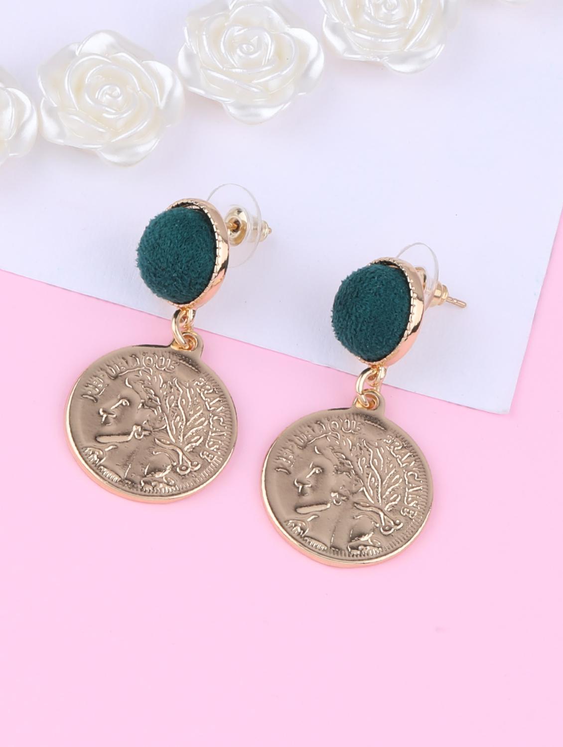 gold metal drop earring - 16991838 - Zoom Image - 0