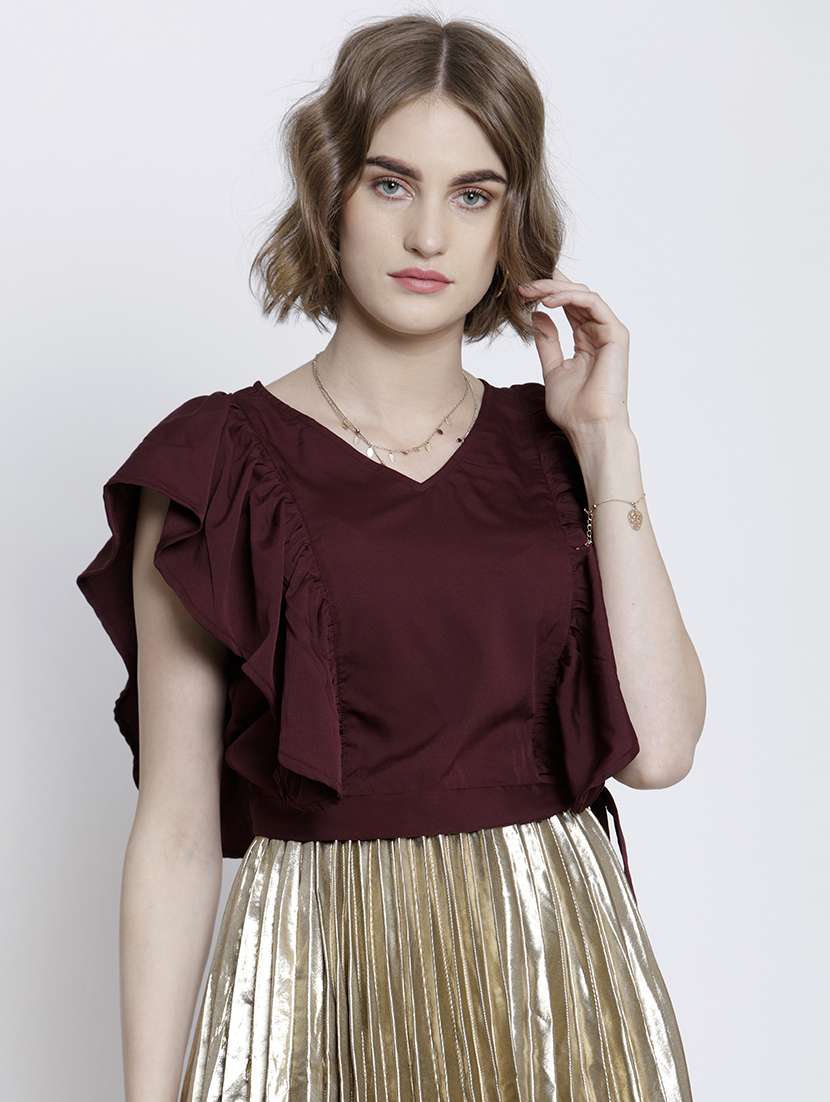 ruffle detail crop top 