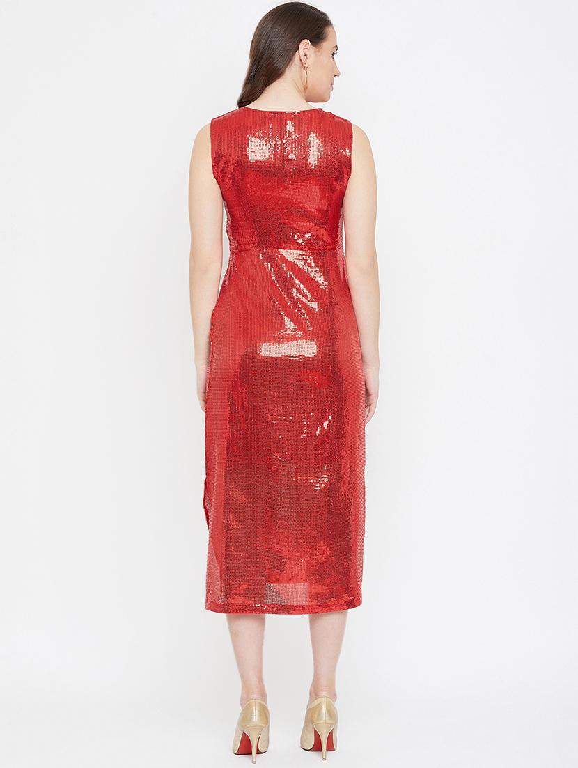 red silk blend aline dress - 16992658 - Standard Image - 2