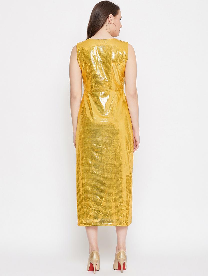 yellow silk blend bodycon dress - 16992659 - Standard Image - 2