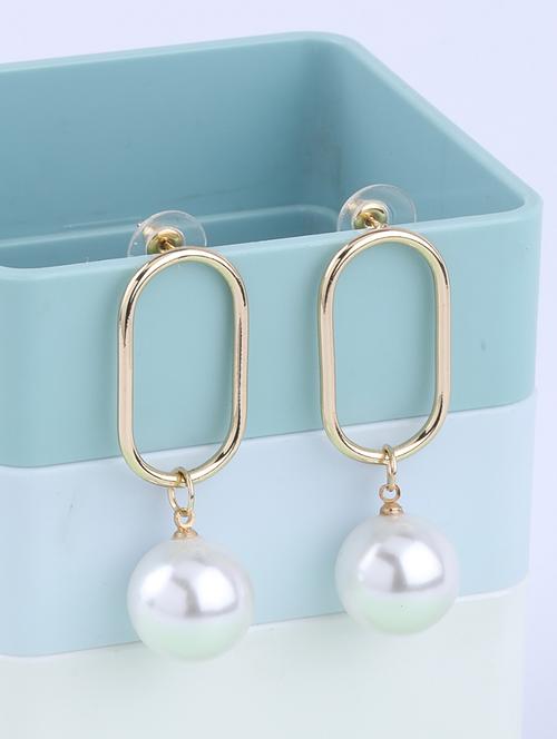 gold metal drop earring - 16994312 - Standard Image - 0