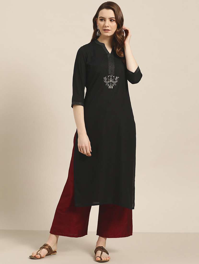 embroidered straight kurta