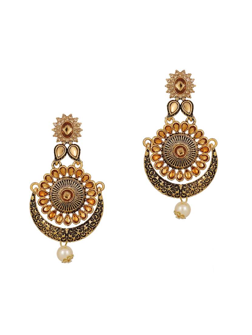 gold brass chandballi earring