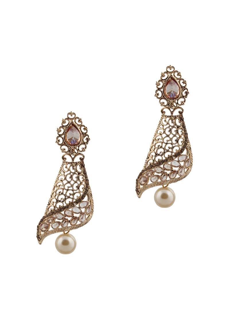 gold brass drop earring - 16995076 - Zoom Image - 0
