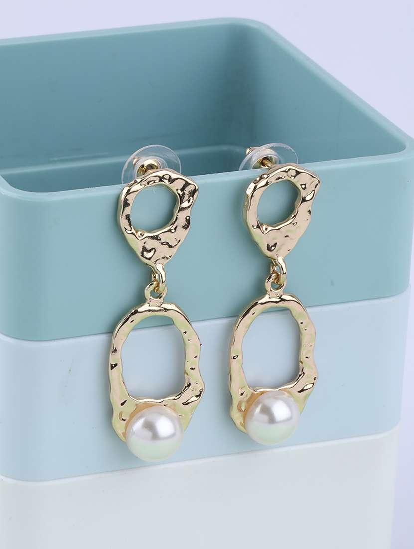 gold metal drop earring - 16995662 - Zoom Image - 0