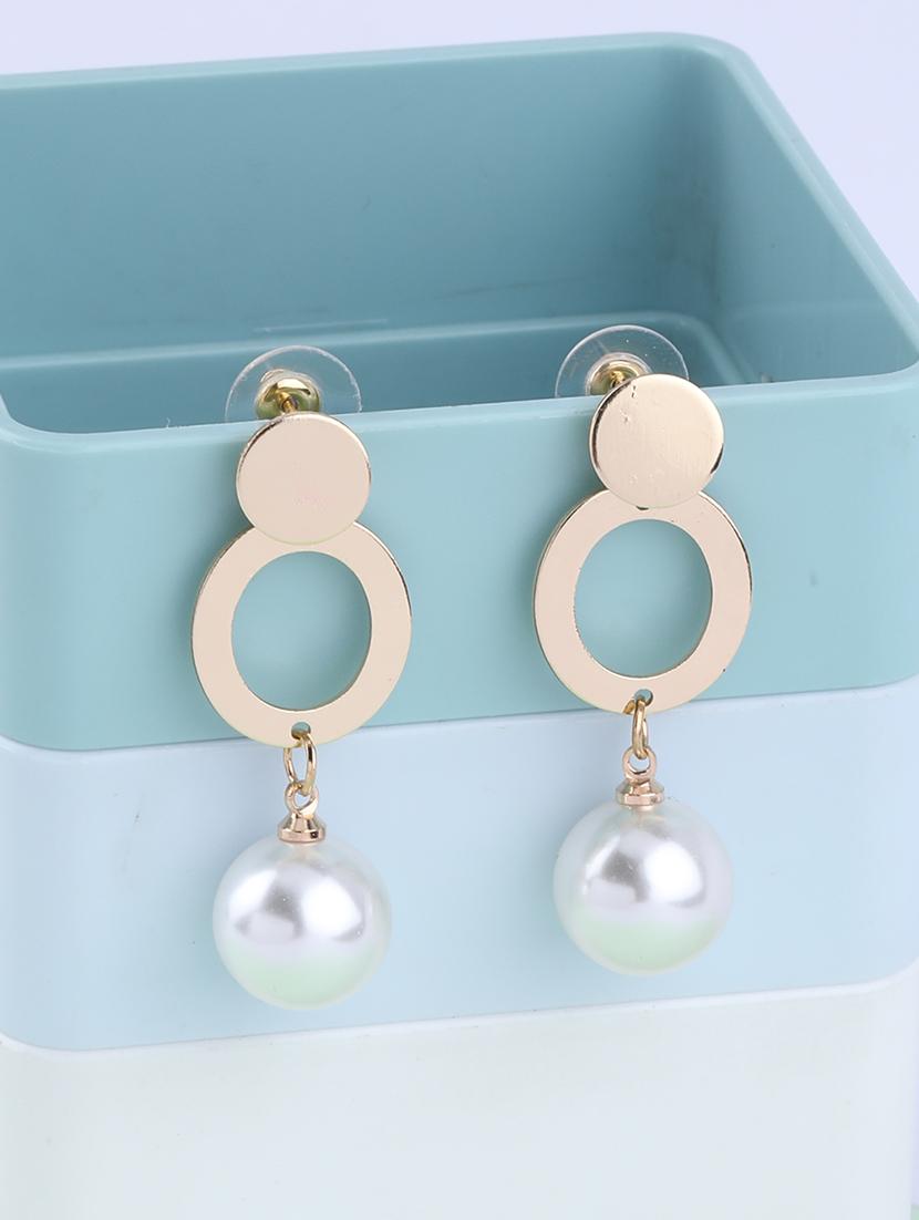 gold metal drop earring - 16995663 - Zoom Image - 0