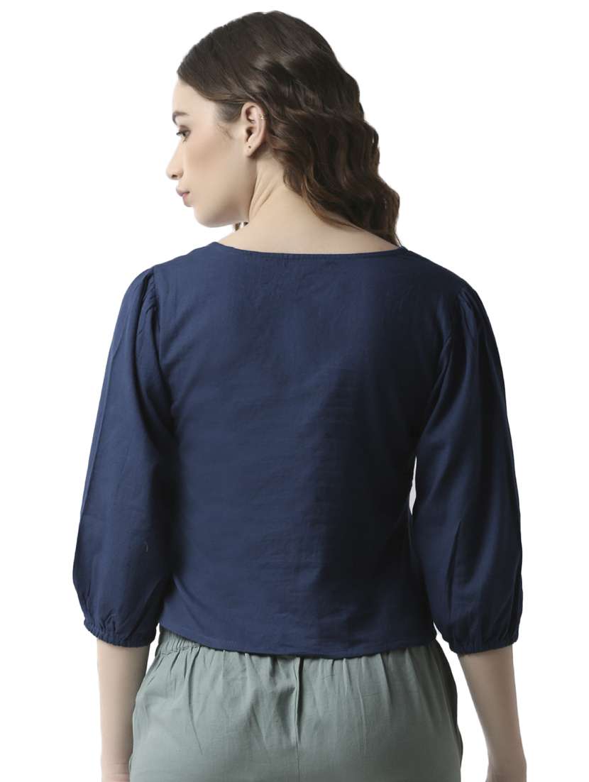 tie front button up crop top  - 16995862 -  Standard Image - 2