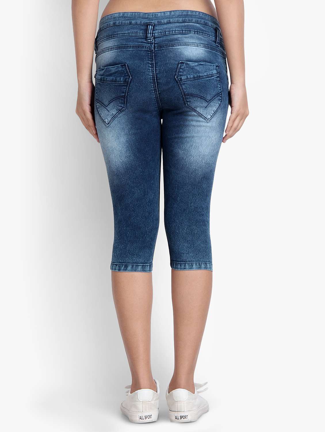 lace up washed denim capri - 17001301 - Standard Image - 2