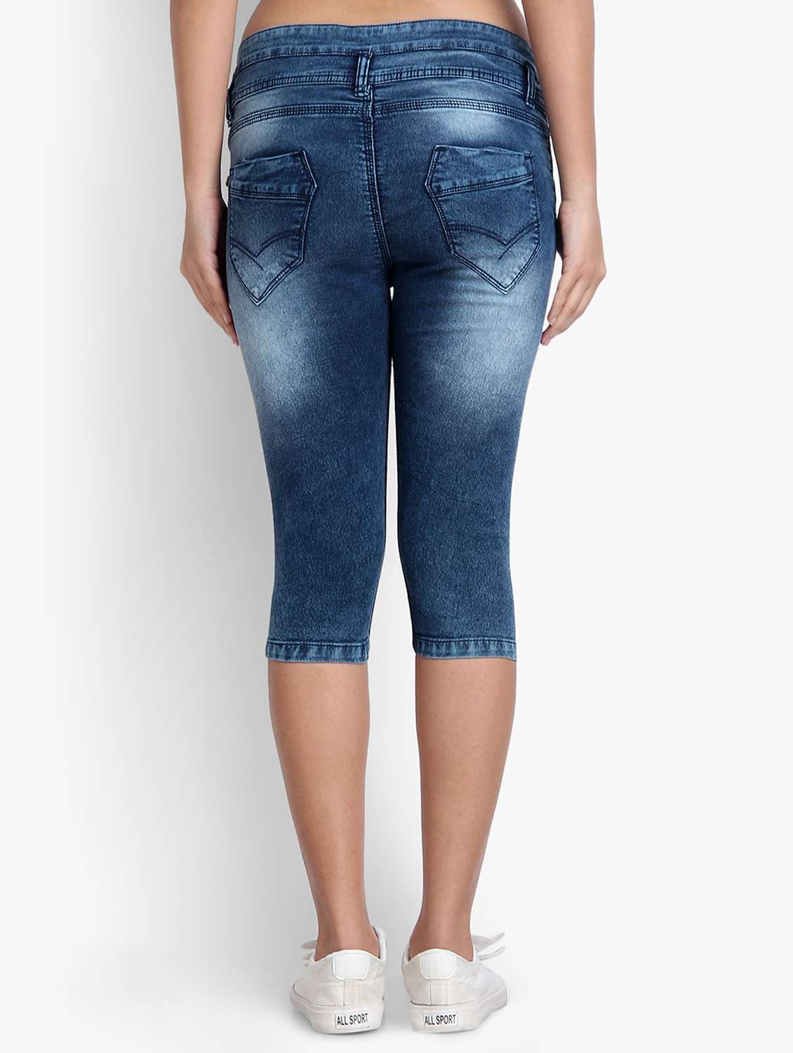lace up detail denim capri - 17001337 - Standard Image - 2