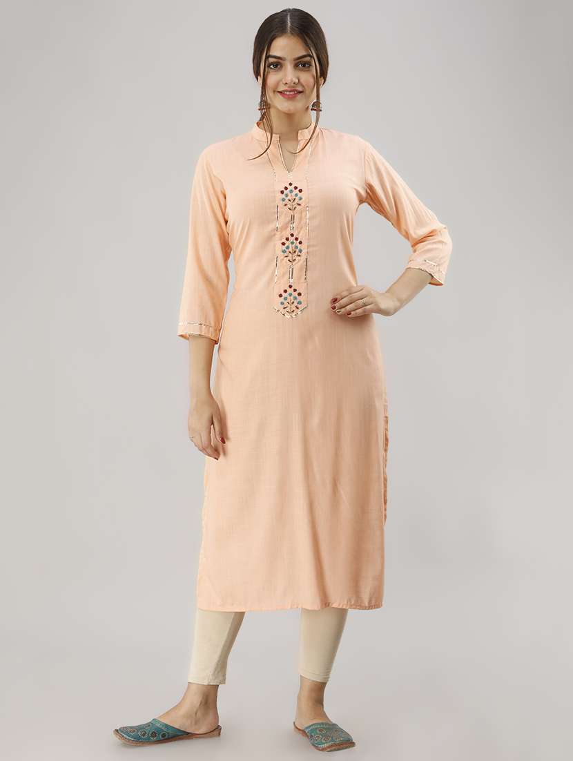 pastel zardozi work straight kurta