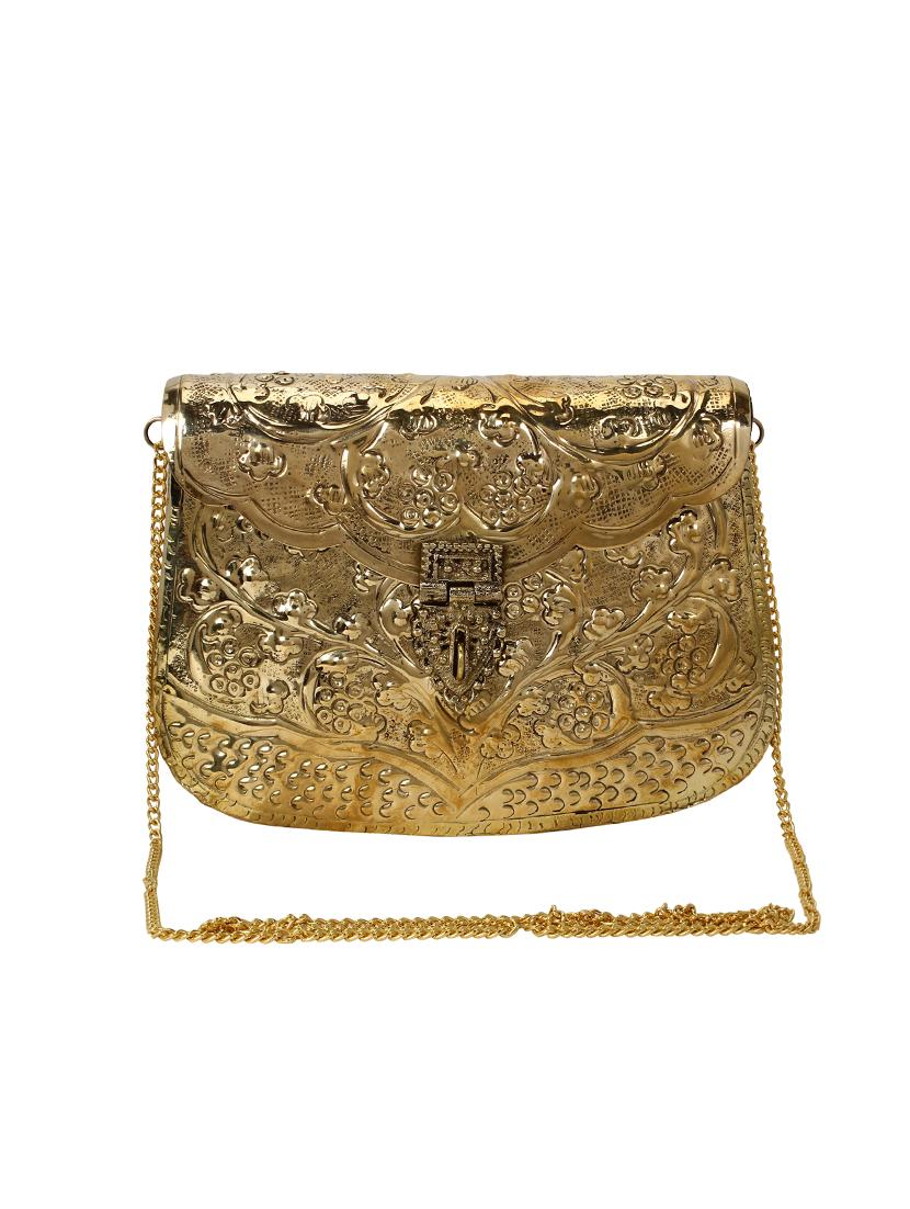 gold metal box clutch - 17001761 -  Zoom Image - 0