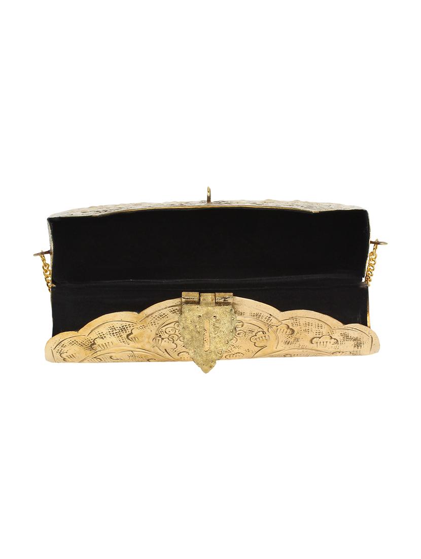gold metal box clutch - 17001761 - Standard Image - 2