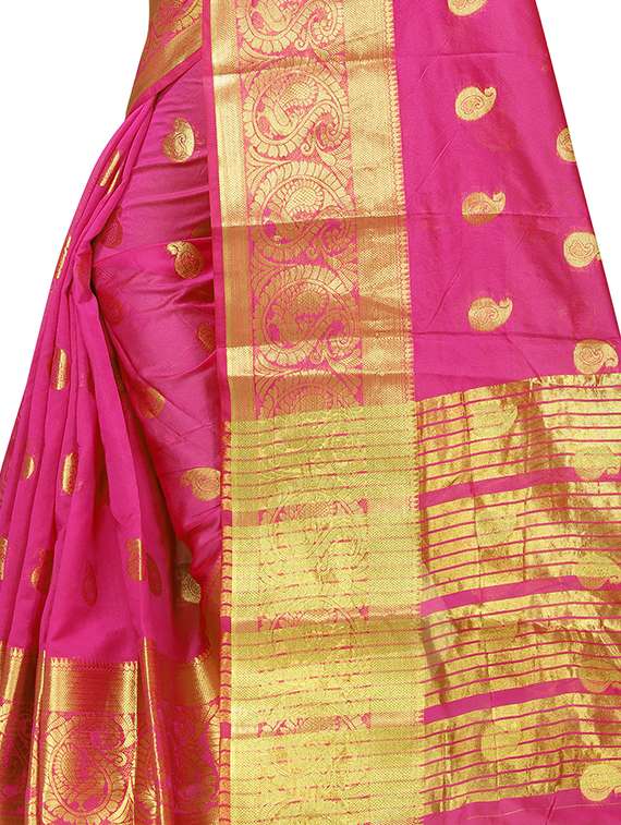 paisley kanjivaram aree with blouse - 17002042 -  Standard Image - 2