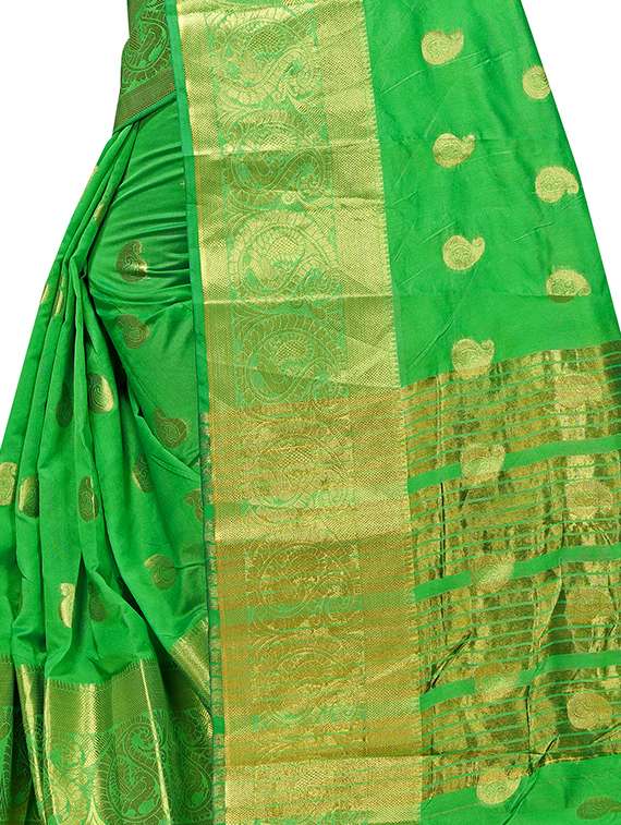 paisley kanjivaram aree with blouse - 17002043 - Standard Image - 2