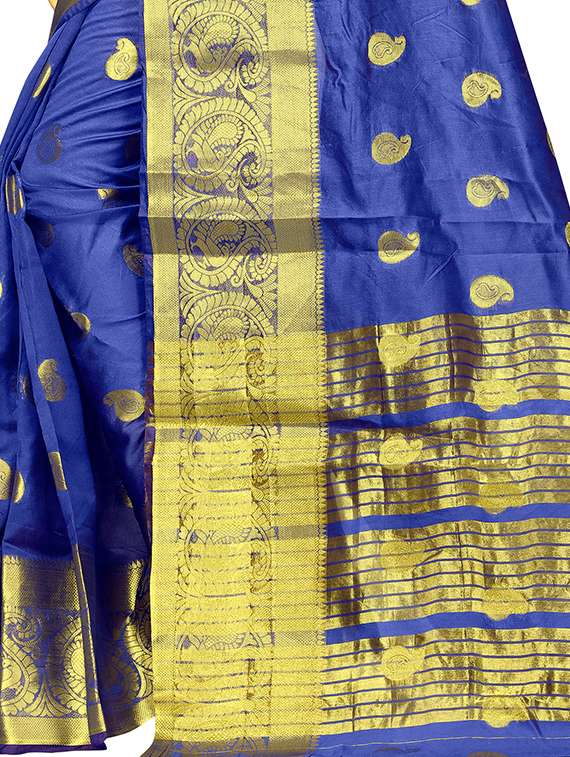 paisley kanjivaram aree with blouse - 17002048 - Standard Image - 2