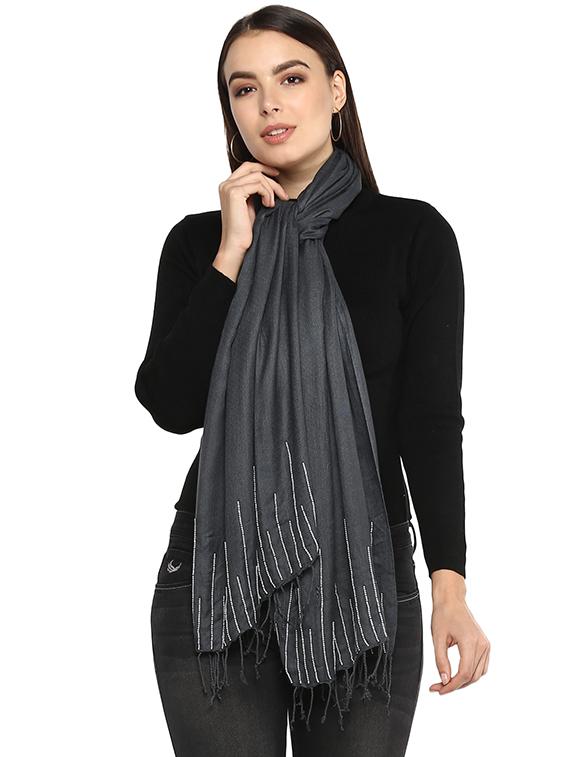 grey wool stole - 17007180 -  Zoom Image - 0