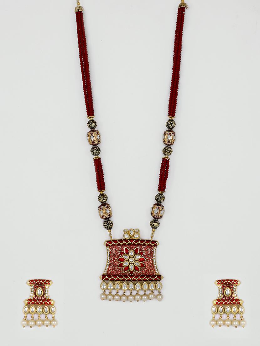 red gold plated pearl necklace - 17008867 - Zoom Image - 0