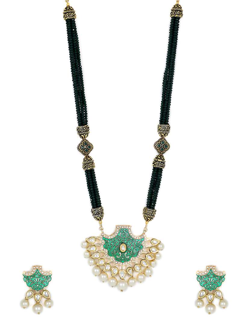 green gold plated pearl necklace