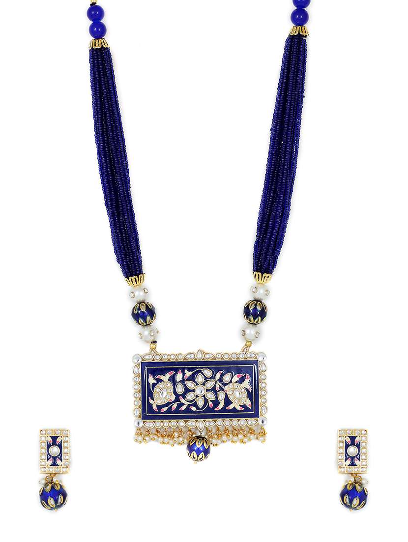 blue gold plated pearl necklace