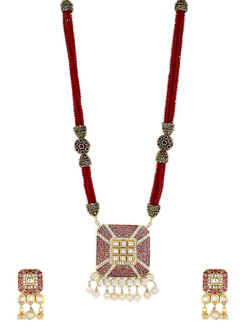 red gold plated pearl necklace